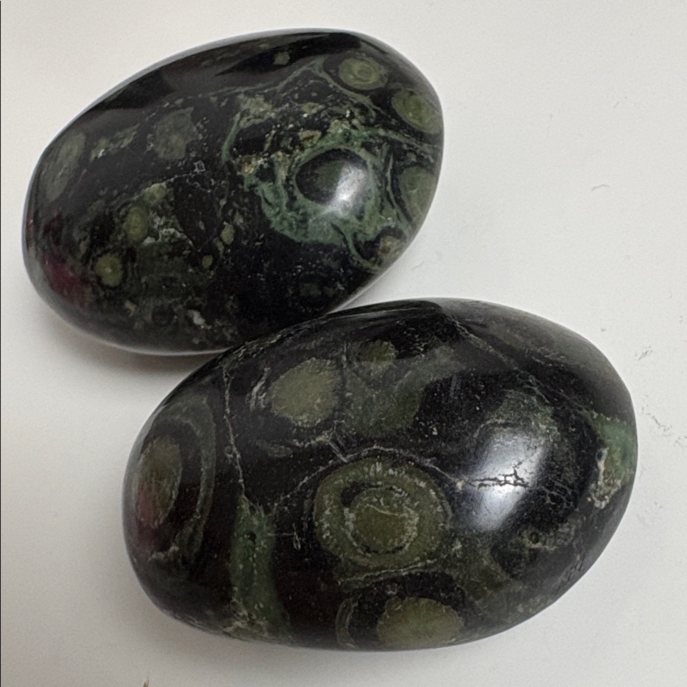 Kambaba Jasper palm stones two polished stones